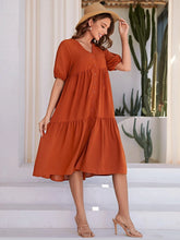 EMERY ROSE Puff Sleeve Button Front Smock Dress